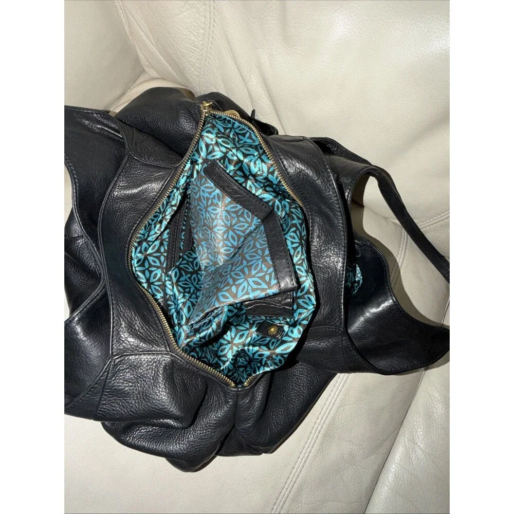 Sigrid Olsen Hobo Shoulder Leather Bag Black Tassel